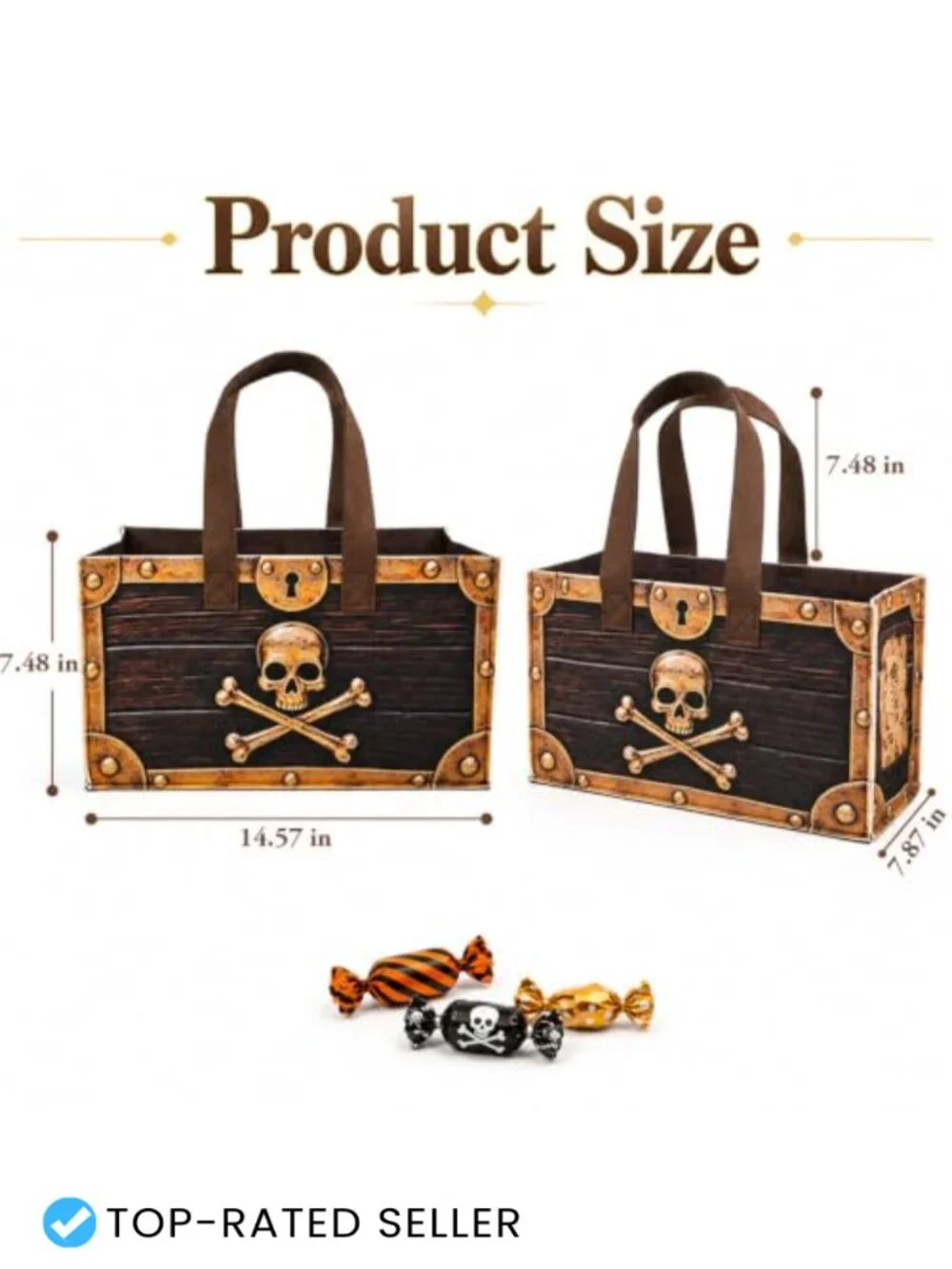 Halloween Trick or Treat Pirate Candy Bag Tote - Felt Treasure Chest